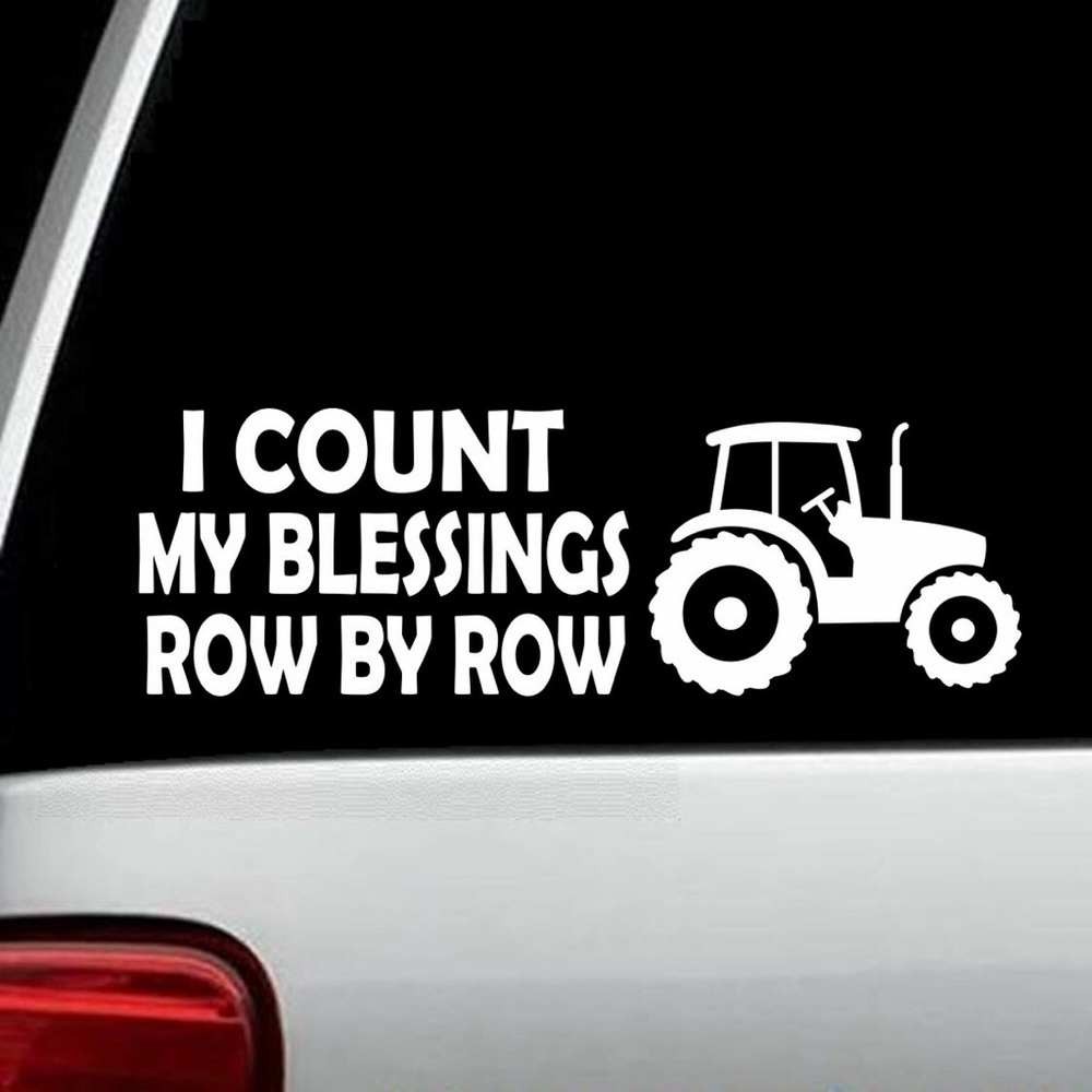 White Tractor Car Decal